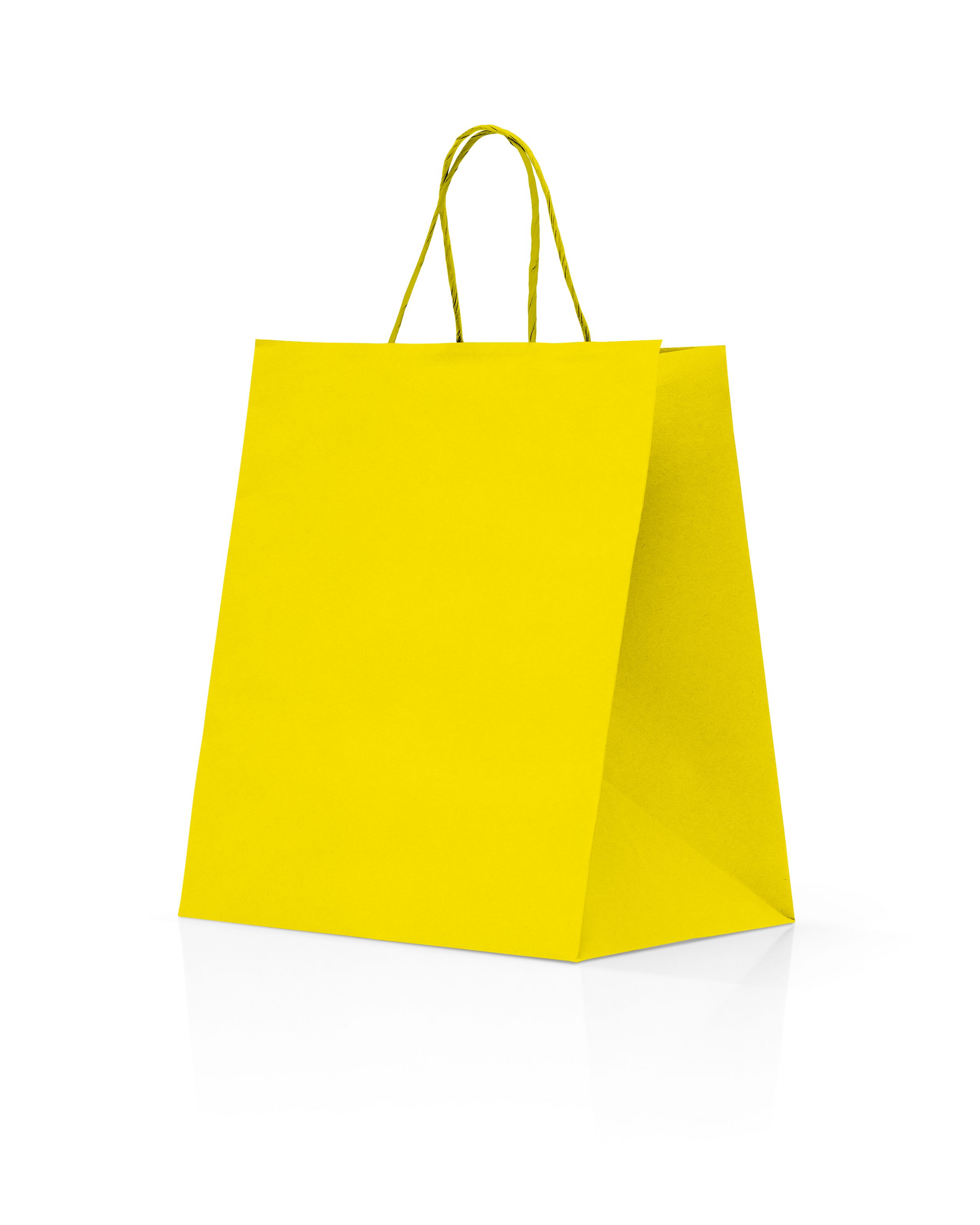 sac kraft jaune poignées torsadées 25+10x32 cm