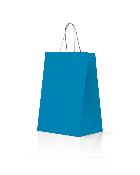sac kraft bleu vif poignées torsadées 35+14x44 cm