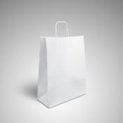 250 sacs kraft blanc poignes torsades 24+12x31 cm