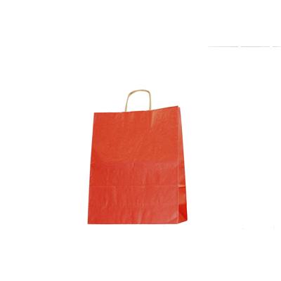 200 sacs kraft rouge poignées torsadées 35+14x44 cm