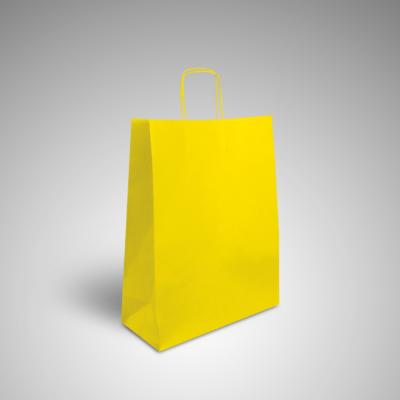 250 sacs kraft jaune poignées torsadées 25+10x32 cm