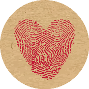 500 tiq. coeur d'empreintes kraft et rouge 