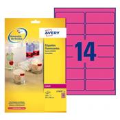 L7363P-25 / 350 Etiquettes rose fluo laser 99,1 x 38,1 mm