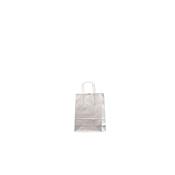 sac kraft gris métal poignées torsadées 18+8x24 cm