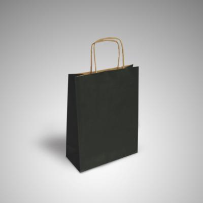 400 sacs kraft noir poignées torsadées 18+8x24 cm
