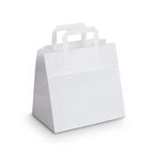 sac kraft blanc poignées plates 32+17x38 cm