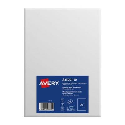 A3L001-10 Etiquette A3 blanc mat enlevable