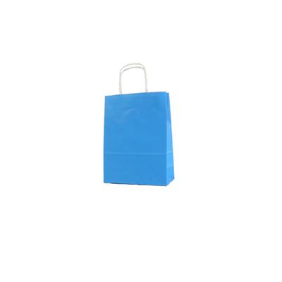 sac kraft bleu vif poignées torsadées 25+10x32 cm