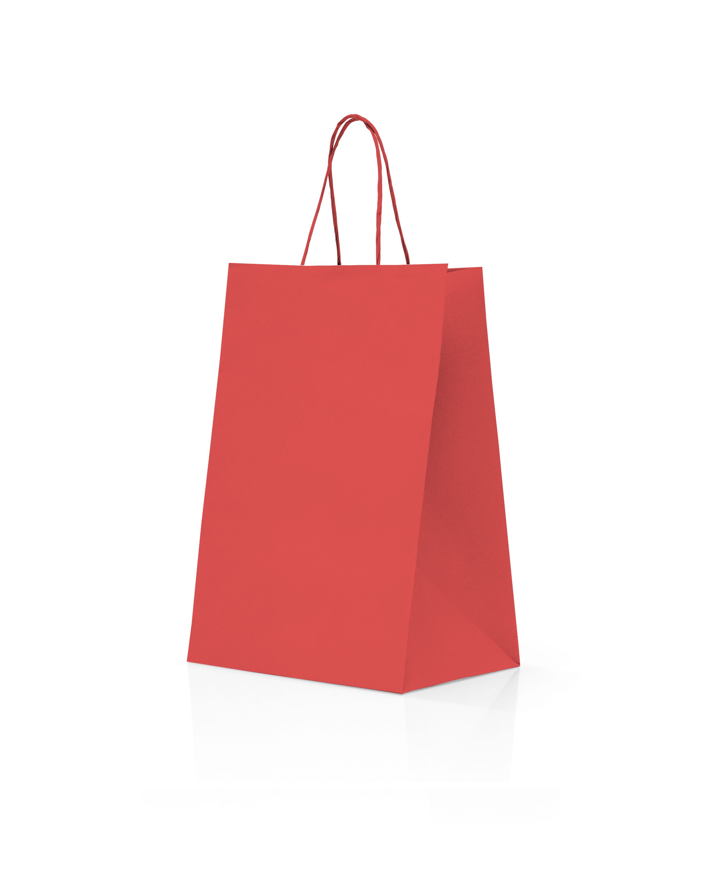 250 sacs kraft rouge poignées torsadées 35+14x44 cm
