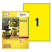 L6111-20 / 20 Etiquettes inaltérables jaunes 210 x 297 mm