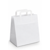 250 sacs kraft blanc poign�es plates 26+14x31 cm