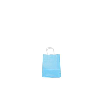 sac kraft bleu vif poignées torsadées 18+8x24 cm