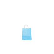 sac kraft bleu vif poignées torsadées 18+8x24 cm