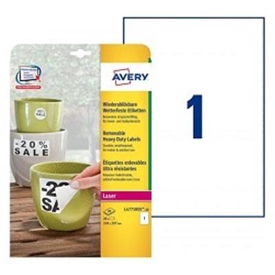 L4775REV-20 / 20 Etiquettes enlevables ultra résistantes 210 x 297 mm