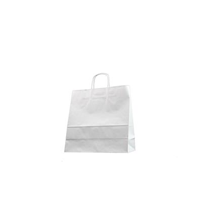 sac kraft blanc poignées torsadées 35+14x35 cm