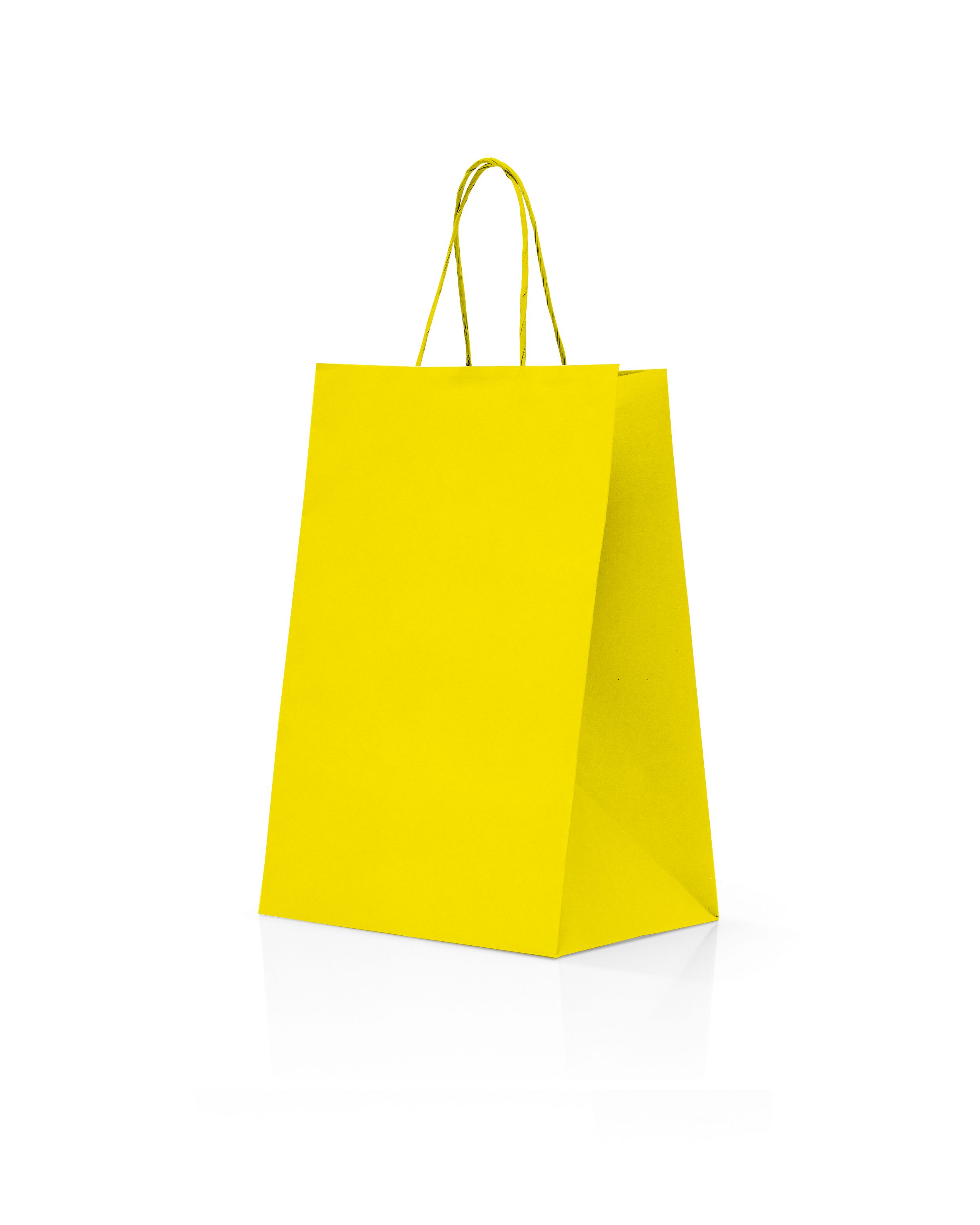 sac kraft jaune poignées torsadées 35+14x44 cm