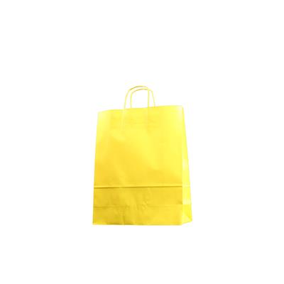 sac kraft jaune poignées torsadées 35+14x44 cm