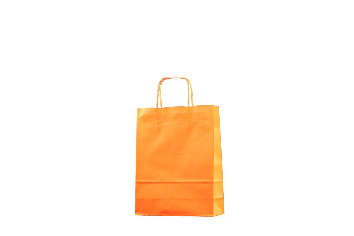 sac kraft orange poignées torsadées 25+10x32 cm