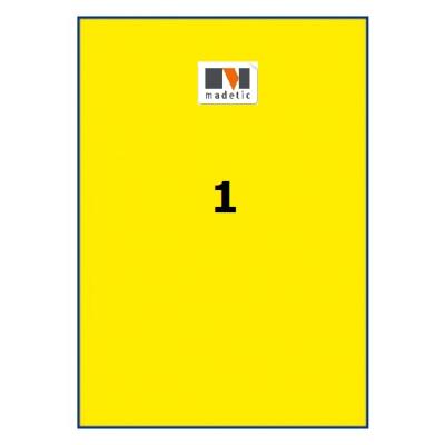 100 étiquettes - jaune vif - 210 x 297 mm