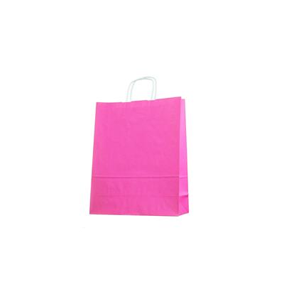sac kraft rose poignées torsadées 35+14x44 cm