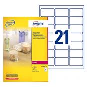 L7782-25 / 525 Etiquettes transparentes brillantes laser 63,5 x 38,1 mm