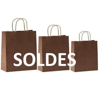 sac kraft chocolat poignées torsadées 18+8x24 cm