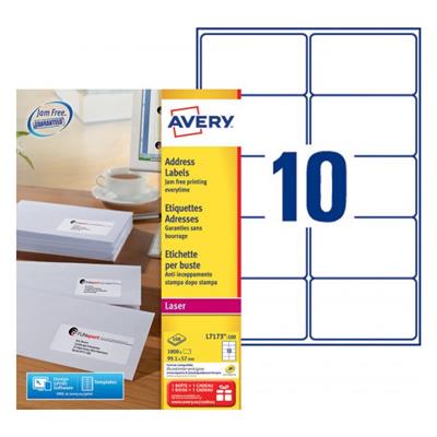 L7173-100 / 1000 Etiquettes adresses blanches 99,1 x 57 mm