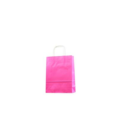 sac kraft rose poignées torsadées 25+10x32 cm