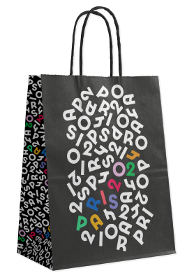 JO 2024 sac kraft poignées torsadées 24+12x32 cm