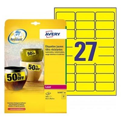 L6105-20 / 540 Etiquettes inaltérables jaunes 63,5 x 29,6 mm