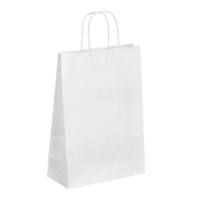 sac kraft blanc poignées torsadées 18+8x24 cm