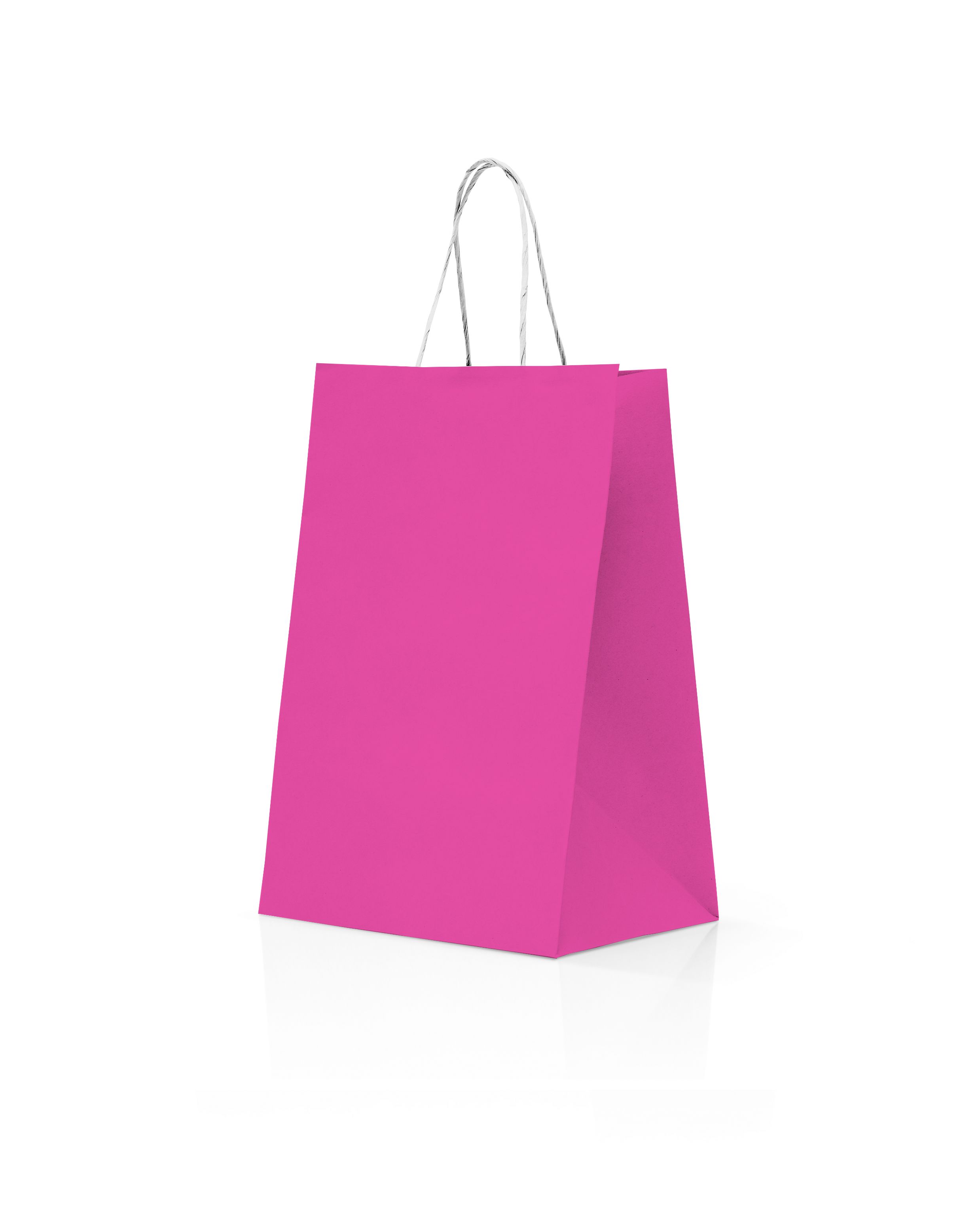 sac kraft rose poignées torsadées 35+14x44 cm